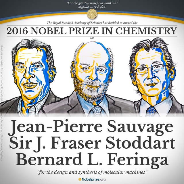 Nobel Hóa học vinh danh 3 nhà khoa học nhờ phát minh những cỗ máy siêu nhỏ - 1
Thông báo của Ủy ban Nobel về các chủ nhân của giải Nobel Hóa học 2016