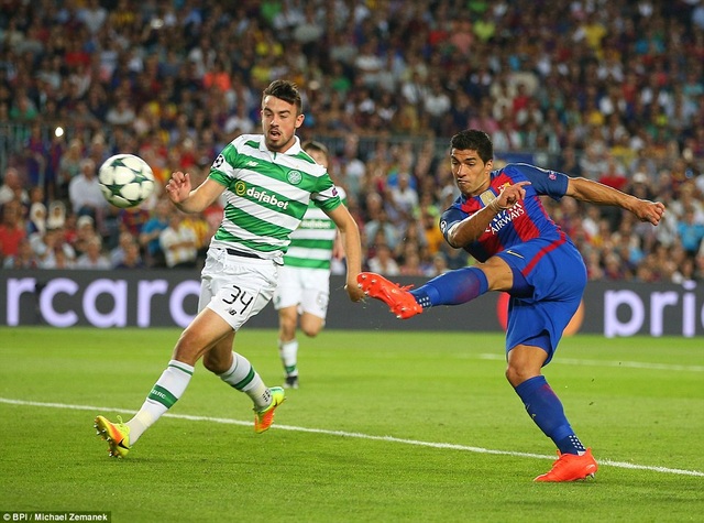 Barcelona 7-0 Celtic: Cú hattrick của Messi - 3
Luis Suarez khép lại chiến thắng 7-0 cho Barcelona trước Celtic