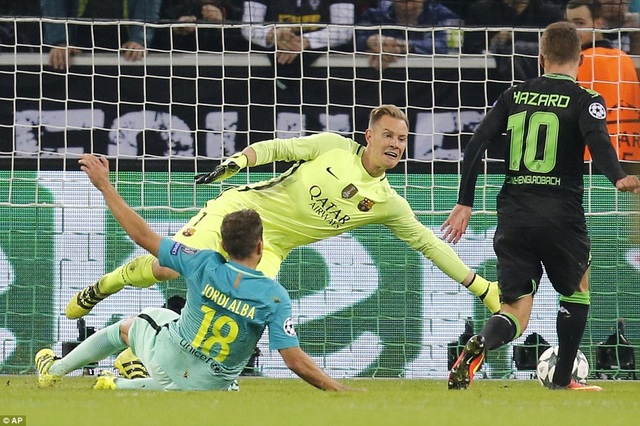 Barcelona ngược dòng đánh bại Monchengladbach tại Đức - 1
Hazard bất ngờ giúp đội bóng Đức dẫn trước 1-0