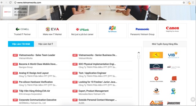 Mạng Vietnamworks phủ nhận bị tin tặc lấy thông tin người dùng - 1
Trang chủ website tuyển dụng việc làm Vietnamworks