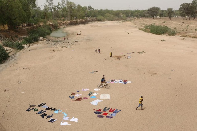 Cameroon: Người dân Cameroon giặt quần áo giữa lòng sông khô trơ đáy ở Maroua.