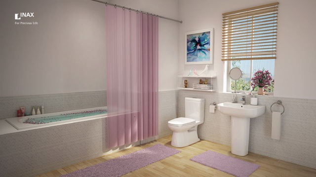 Mẹo giúp bồn cầu luôn trắng sạch, an toàn - 1 Phòng tắm với bộ thiết bị vệ sinh INAX