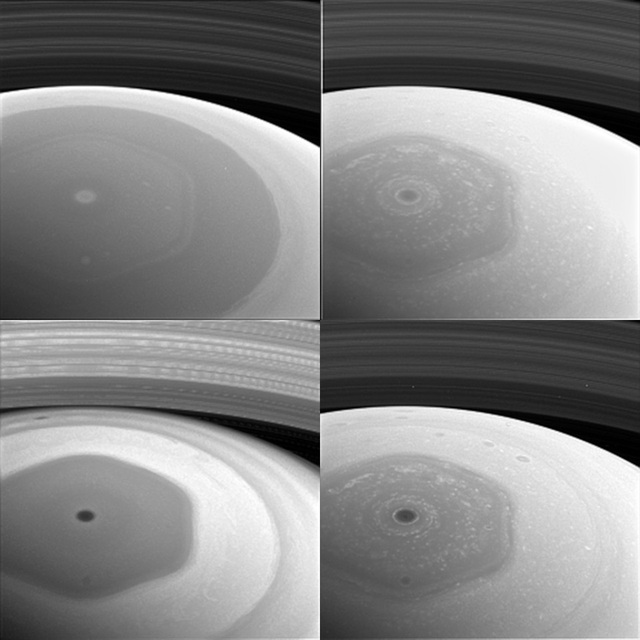 NASA mới phát hành những hình ảnh tuyệt đẹp của sao Thổ - 2 Cơn bão kỳ lạ có hình lục giác ở cực bắc sao Thổ