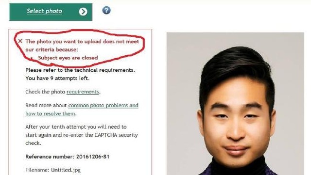 Chàng trai gặp rắc rối khi làm hộ chiếu vì mắt quá nhỏ - 1 Chàng trai gặp rắc rối khi làm hộ chiếu vì mắt quá nhỏ - 1