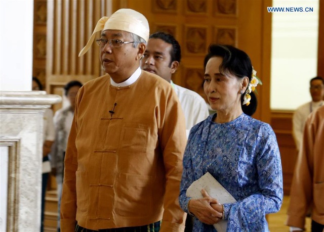 10 sự kiện lớn tác động tới an ninh châu Á năm 2016 - 2
Tổng thống Htin Kyaw và bà Aung San Suu Kyi (Ảnh: Xinhua)