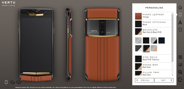 Tự tay thiết kế Vertu làm quà tặng độc đáo - 2 Với điện thoại New Signature Touch có hàng có thể tùy chọn 1 số chi tiết bằng vàng hồng nguyên khối