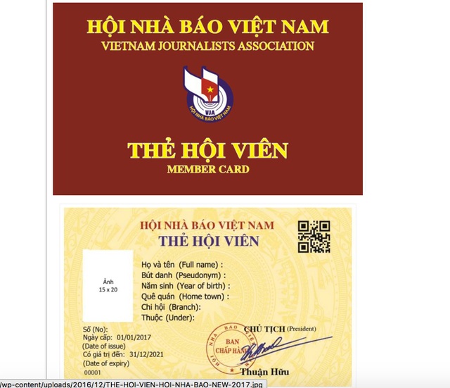 Công bố và trao thẻ hội viên Hội Nhà báo giai đoạn 2016 - 2021 - 1
Mẫu thẻ hội viên Hội Nhà báo Việt Nam giai đoạn 2016 – 2021.