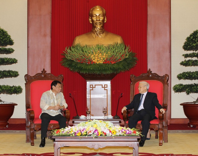 Tổng thống Philippines đánh giá cao vị thế của Việt Nam trong ASEAN - 1
Chiều 29/9/2016, tại Trụ sở Trung ương Đảng, Tổng Bí thư Nguyễn Phú Trọng tiếp Tổng thống Cộng hòa Philippines Rodrigo Duterte thăm chính thức Việt Nam. Ảnh: Trí Dũng – TTXVN
