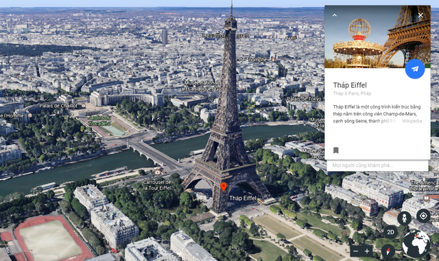 Tận hưởng những điểm đến nổi tiếng trên toàn cầu với địa danh 3D trên Google. Nếu bạn đam mê du lịch và thích khám phá những nơi mới, thì đây là một công cụ tuyệt vời để bạn trải nghiệm các danh lam thắng cảnh trên toàn cầu. Tìm hiểu những điểm đến HOT nhất của năm với Google Earth. Đừng bỏ lỡ cơ hội để tham quan những nơi đẹp nhất thế giới ngay trên màn hình của bạn.