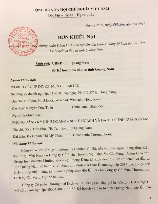 Sở Kế hoạch và Đầu tư tỉnh Quảng Nam bị khởi kiện ra tòa! - 1 Sở Kế hoạch và Đầu tư tỉnh Quảng Nam bị khởi kiện ra tòa! - 1