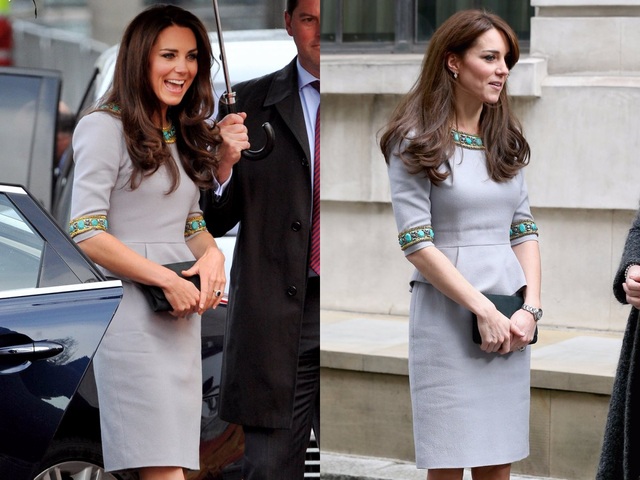 Kate hiếm khi mặc những chiếc váy có gắn nhiều chi tiết trang trí. Đây là một lựa chọn đặc biệt so với phong cách thường thấy của cô.