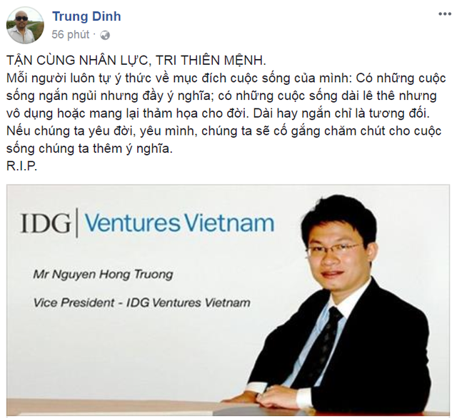 Giới công nghệ bàng hoàng trước tin phó Chủ tịch quỹ IDG đột ngột qua đời - 2 Giới công nghệ bàng hoàng trước tin phó Chủ tịch quỹ IDG đột ngột qua đời - 2