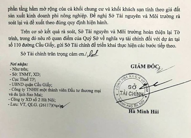 Hà Nội: Sở Tài chính đề nghị làm rõ đề xuất nghĩa vụ tài chính dự án 110 Cầu Giấy - 2
Sở Tài chính đề nghị làm rõ nội dung liên quan nghĩa vụ tài chính dự án 110 Cầu Giấy.
