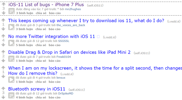 Người dùng iOS 11 than phiền tốc độ chậm, hao pin nhanh - 2 Người dùng đồng loạt phản hồi tiêu cực sau khi cập nhật lên bản iOS 11.