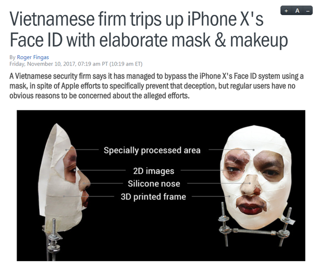 Báo nước ngoài "ca ngợi" Bkav chế tạo mặt nạ đánh lừa được Face ID trên iPhone X - 2 Tin BKAV đánh lừa Face ID được đăng tải trên trang Appleinsider.