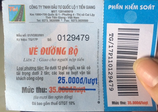 Trạm thu phí BOT Cai Lậy: Dùng thẻ ATM, tiền lẻ qua trạm… - 10 Nhiều tài xế thắc mắc việc ghi giá trên vé không thống nhất