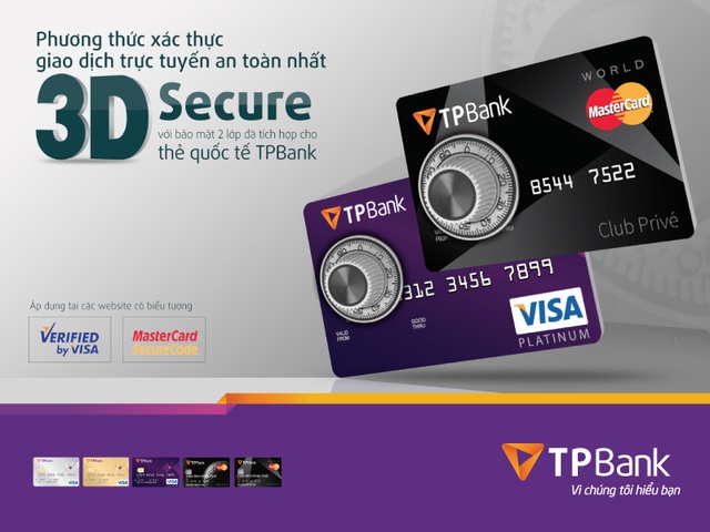 TPBank gia tăng tính năng bảo mật cho người dùng - 2 3D Secure với bảo mật 2 lớp đã tích hợp cho thẻ quốc tế TPBank