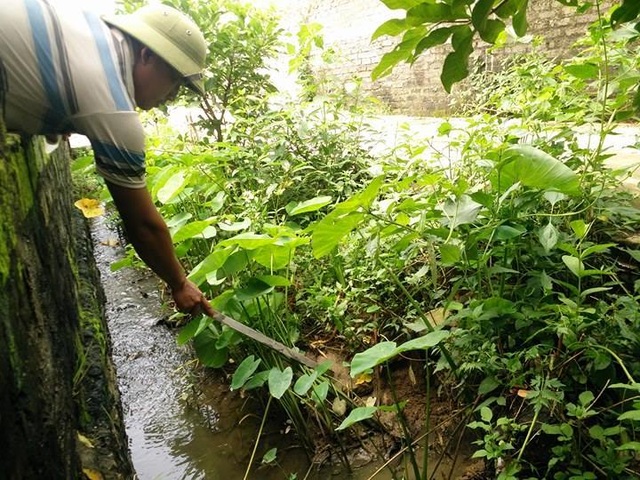 Ninh Bình: Dân “kêu trời” vì xưởng sản xuất đồ nhựa 10 năm nằm giữa khu dân cư! - 4 Anh Lung chỉ cho PV Dân trí nơi nước thải của hộ ông Mãn chảy ra thường xuyên có các hạt nhựa.