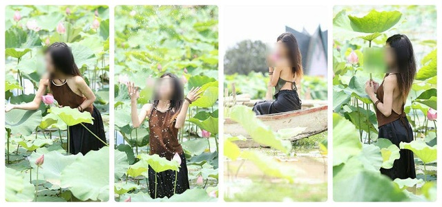 Nhận "gạch đá" vì chụp ảnh “hở bạo” ở đầm sen, thiếu nữ nói gì? - 2 Bộ ảnh chính thức là bộ ảnh T. mặc áo bà ba ở đầm sen