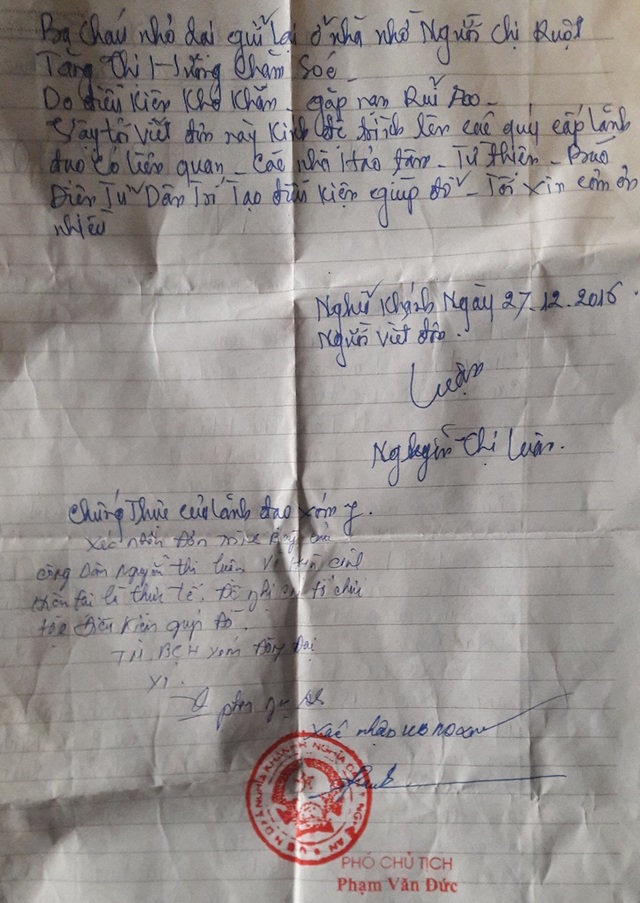 Đáng thương vợ ung thư chăm chồng bị tai nạn trong cảnh không xu dính túi - 8 Giấy xác nhận hoàn cảnh của gia đình chị Luận.
