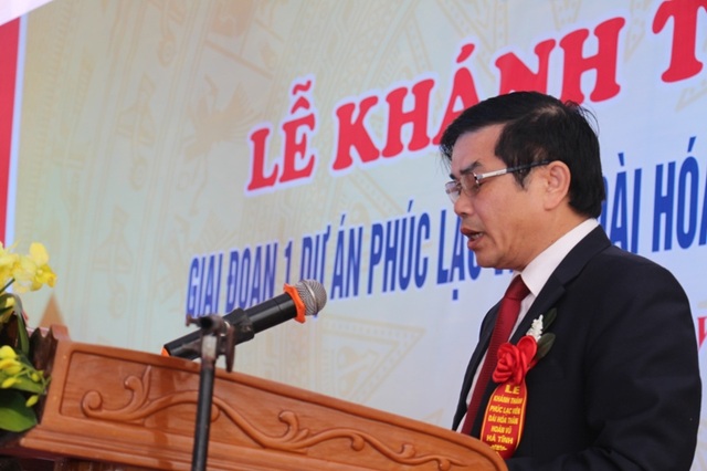 Khánh thành giai đoạn I dự án Phúc Lạc Viên - Đài hóa thân hoàn vũ - 3 Ông Đặng Quốc Vinh, Phó chủ tịch UBND tỉnh đánh đánh giá cao sự nỗ lực, quyết tâm của nhà đầu tư đã triển khai dự án vượt tiến độ đề ra, đảm bảo an toàn, chất lượng cũng giá cao vai trò của dự án