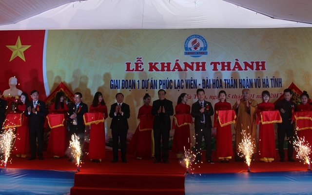 Khánh thành giai đoạn I dự án Phúc Lạc Viên - Đài hóa thân hoàn vũ - 4 Cắt băng khánh thành dự án Phúc Lạc Viên - Đài hóa thân hoàn vũ giai đoạn I