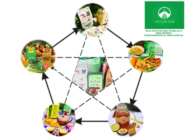 Xây dựng sản phẩm “sạch” trên đại ngàn Tây Nguyên - 3
Bộ sản phẩm ngũ hành của Công ty TNHH MTV An Cát Lợi Gia Lai