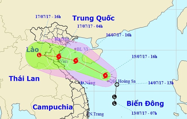 Bão cấp 8 đang hướng vào đất liền, Bắc Bộ đề phòng lũ quét - 1 Vị trí và hướng di chuyển của bão số 2 (Ảnh: NCHMF).