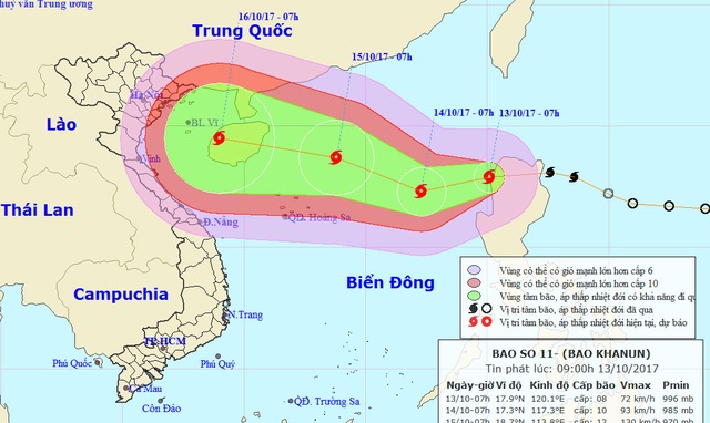 Cơn bão số 11 hướng vào miền Bắc - 1 Cơn bão số 11 hướng vào miền Bắc - 1