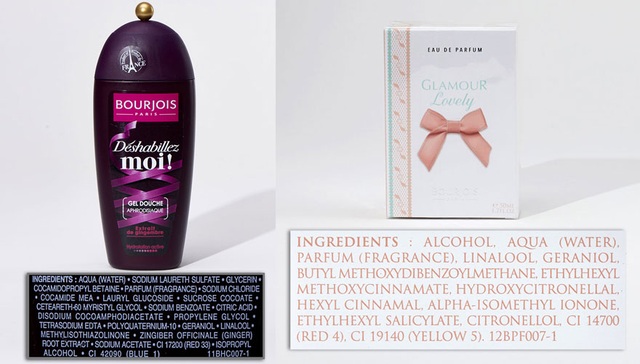 Pháp: Công bố 400 loại hóa mỹ phẩm có thành phần gây hại - 14
Sữa tắm Bourjois có Methylisothiazolinone và nước hoa Bourjois có Ethylhexyl, methoxycinnamate