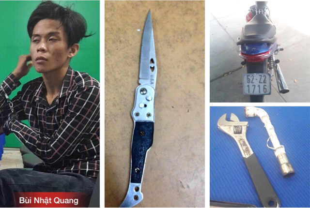 Tên trộm điên cuồng chống trả công an khi bị truy đuổi - 1 Đối tượng cùng tang vật tại cơ quan công an