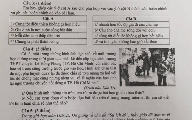 Tham nhũng, hối lộ; học sinh cúi chào bác bảo vệ... vào đề kiểm tra môn GDCD - 2 Hình ảnh học sinh cúi chào bác bảo vệ đăng tải trên báo Dân trí được đưa vào đề GDCD khối 8