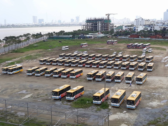 Đà Nẵng: Tài xế, nhân viên xe buýt đồng loạt ngưng việc vì chậm lương - 2 Do tài xế, nhân viên ngưng việc nên xe buýt cũng nằm một chỗ