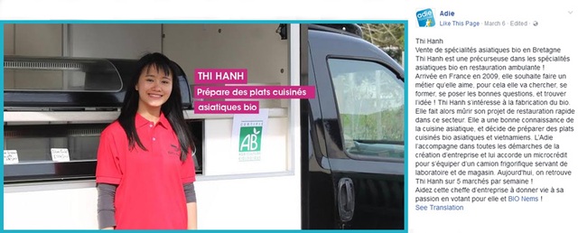 Cô gái Việt chiến thắng tại cuộc thi ý tưởng khởi nghiệp trên đất Pháp - 3
Đoàn Thị Hạnh đang là thí sinh tại cuộc thi bình chọn Ý tưởng khởi nghiệp được yêu thích nhất do Adie tổ chức trên facebook.