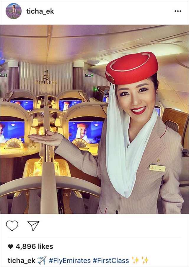 Ngôi sao Instagram bị phát hiện "chôm" ảnh đẹp người khác để nổi tiếng - 6 Và trong một bức hình khác, cô chỉ đơn giản thêm hình ảnh của mình vào một tấm ảnh đã được xuất bản bởi Emirates, hãng hàng không cô ta nói rằng hiện đang làm việc ở đó