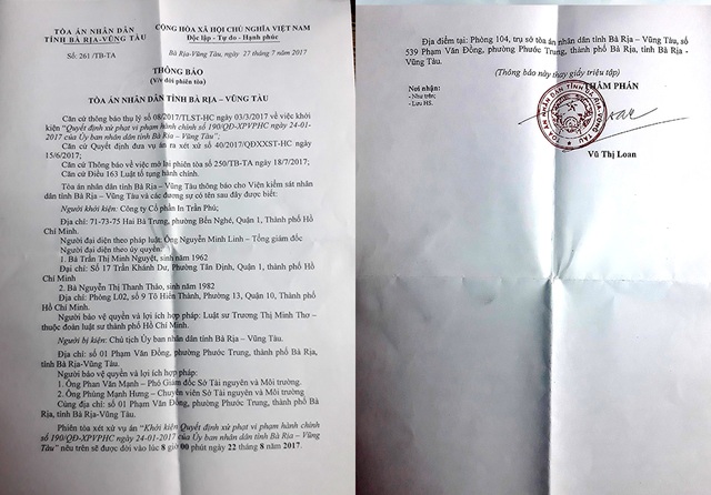 Vụ lao động khởi kiện quyết định của UBND tỉnh: Mòn mỏi chờ xét xử! - 1 TAND tỉnh Bà Rịa - Vũng Tàu vừa có thông báo về việc hoãn phiên tòa khởi kiện quyết định xử phạt vi phạm hành chính của UBND tỉnh Bà Rịa - Vũng Tàu.