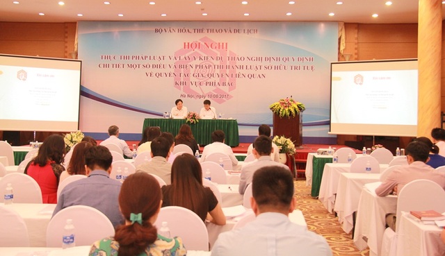 34 doanh nghiệp phải nộp 900 triệu đồng vì vi phạm bản quyền - 1 Toàn cảnh hội nghị diễn ra sáng 10/8 tại Hà Nội. Ảnh: GL.