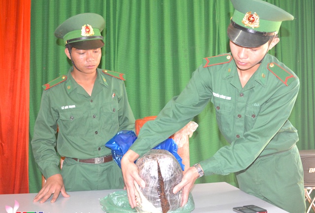 Mật phục bắt 2 đối tượng người Lào mang 10 kg thuốc phiện qua biên giới - 1 Tang vật thu được tại hiện trường là 1 bọc nhựa màu đen (thuốc phiện) đựng trong can nhựa có trọng lượng 10kg, 2 chiếc xe máy, 2 điện thoại di động.