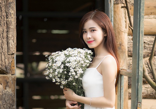 Thiếu nữ tuổi 19 dịu dàng với cúc họa mi - 8 Dung bị cuốn hút bởi vẻ đẹp dung dị của loài hoa biểu trưng cho mùa đông Hà Nội.