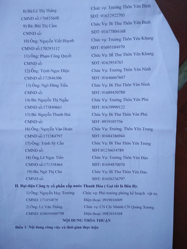 Vụ doanh nghiệp nước sạch kêu trời: Xã “bật đèn xanh” cho lắp đường ống “chui” - 2 Hợp đồng giữa xã Quảng Yên và Công ty cấp nước Thanh Hóa