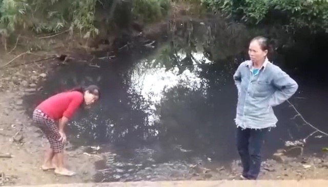 Dân bị “tra tấn” bởi nước thải nhà máy chế biến gỗ 5 ngày qua - 8 Người dân xã Nghĩa Hội kéo ra chỉ cho PV xem nước thải đen ngòm dẫn đến cá chết ...