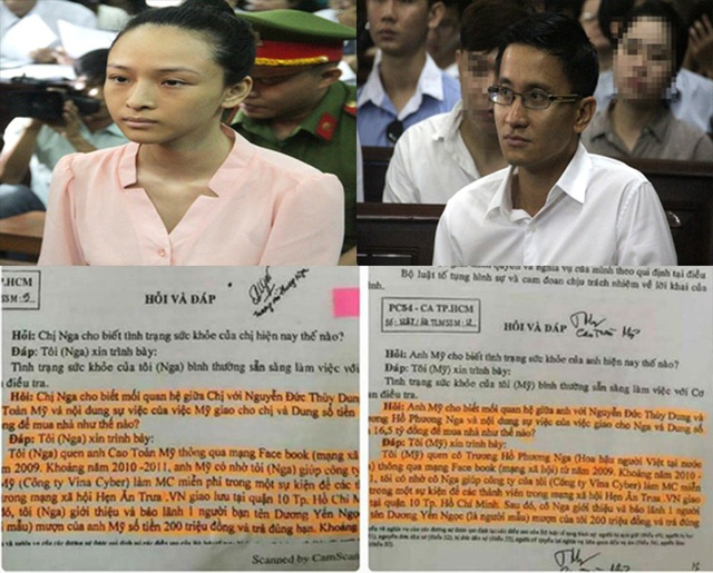 Hoa hậu Phương Nga nói ở chung phòng với ông Mỹ khi đi nước ngoài - 8
Bản ghi lời khai giữa bị cáo Phương Nga và ông Mỹ giống nhau từng dấu chấm, dấy phẩy.