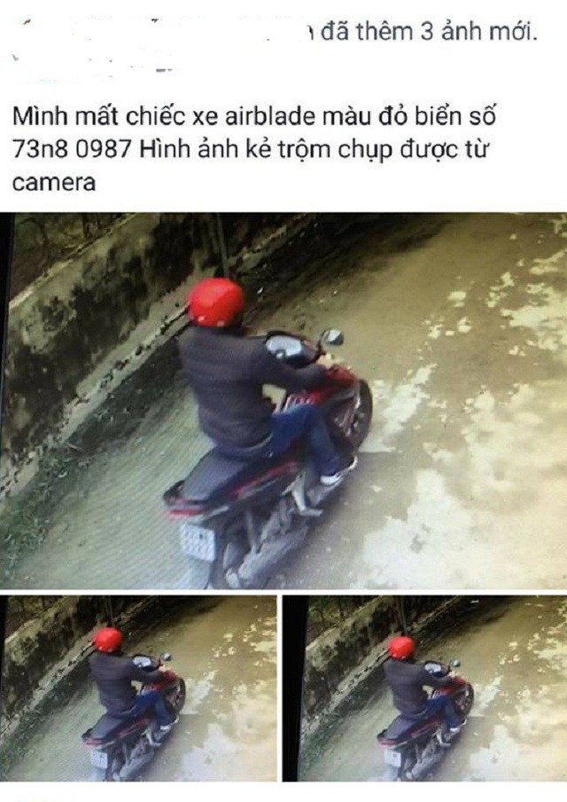 Tìm lại xe máy bị mất trộm nhờ... Facebook - 1 Thông tin xe máy mất trộm được gia đình chị Huệ đăng tải trên mạng xã hội Facebook