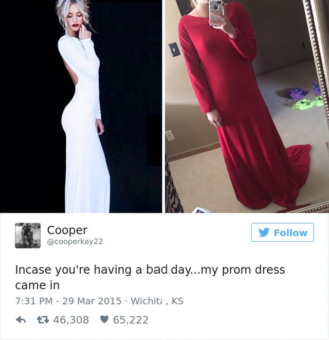 Cô gái này đã có một ngày thật tệ khi nhận được chiếc váy mua trên mạng