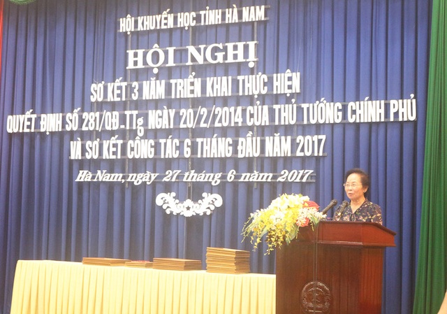Hà Nam: Đẩy mạnh phong trào học tập suốt đời trong gia đình, dòng họ, cộng đồng - 2 Giáo sư, Tiến sỹ Nguyễn Thị Doan, Nguyên Phó Chủ tịch nước, Chủ tịch Trung ương Hội Khuyến học Việt Nam phát biểu tại hội nghị