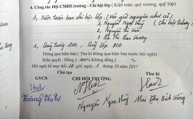 Học sinh trái tuyến bị “ép” đóng khoản “ủng hộ trái tuyến”? - 4 Dù khẳng định không đưa ra mức thu quỹ lớp, quỹ trường những hầu hết các lớp tại trường tiểu học Nguyễn Văn Trỗi lại trùng hợp một cách ngẫu nhiên