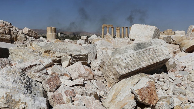Hình ảnh hoang tàn ở Nhà hát La Mã cổ đại tại Palmyra. (Ảnh: RT)