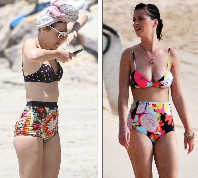 
Cô gái đang hò hẹn với Orlando (trái) giống hệt Katy Perry (phải)
