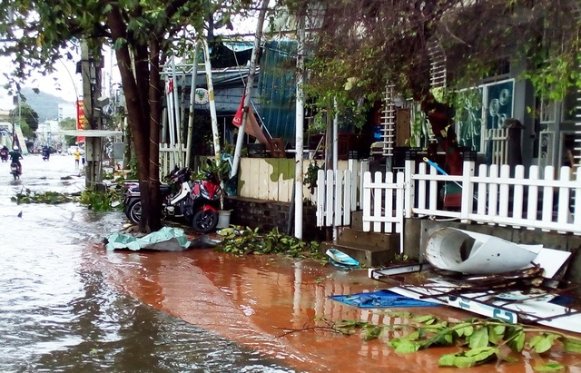 Dân vùng rốn bão không ngờ “Con Voi” quá khủng khiếp! - 13 Quán cà phê trên đường Đặng Tất tan hoang, đồ đạc bay tung tóe khắp nơi