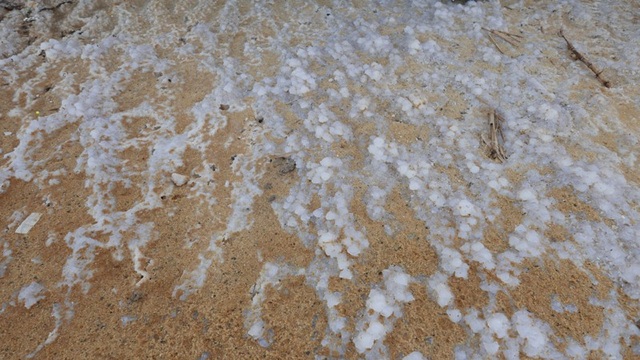 
Muối ở Biển Chết chứa các khoáng chất như Magiê, Canxi, Kali... và nhiều trong số những khoáng chất này không có trong nước biển ở những nơi khác.
